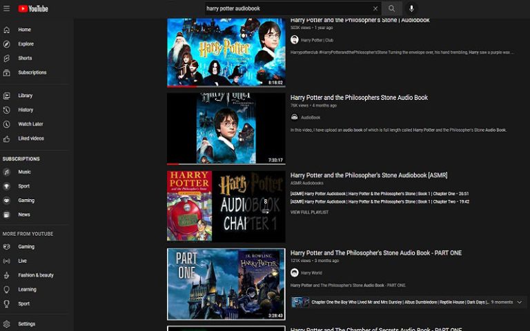Are The Harry Potter Audiobooks Available On YouTube?