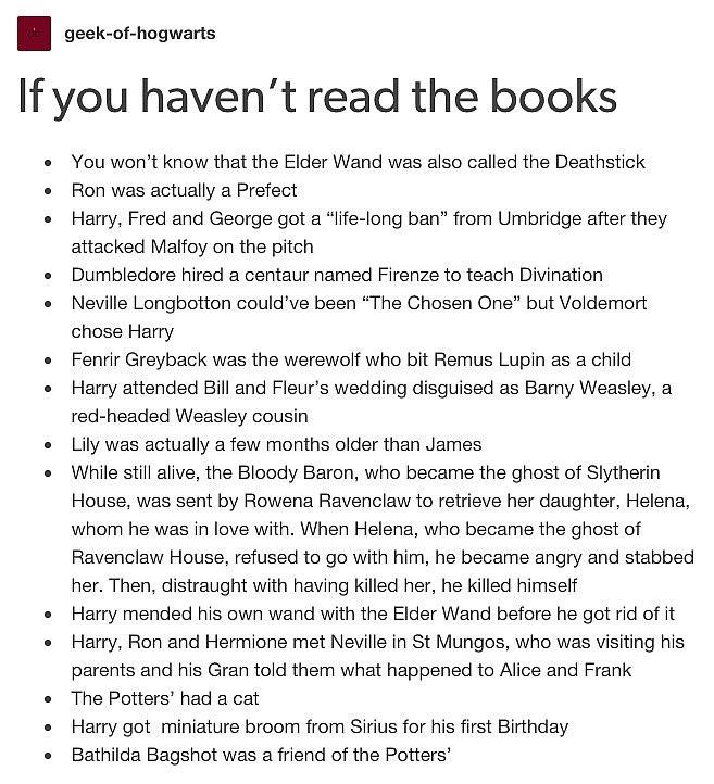 Can I read the Harry Potter books if I haven't seen the movies? 2