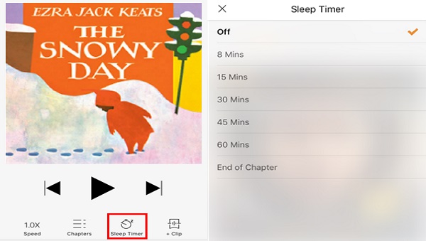 How can I activate the sleep timer for the Harry Potter audiobooks? 2
